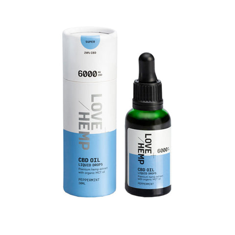 Love Hemp 6000mg Peppermint 20% CBD Oil Drops - 30ml